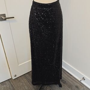 Glamorous Black Sequin Maxi Skirt